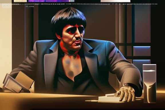 Tony Montana Scarface Comic Book Art in Oil Painting