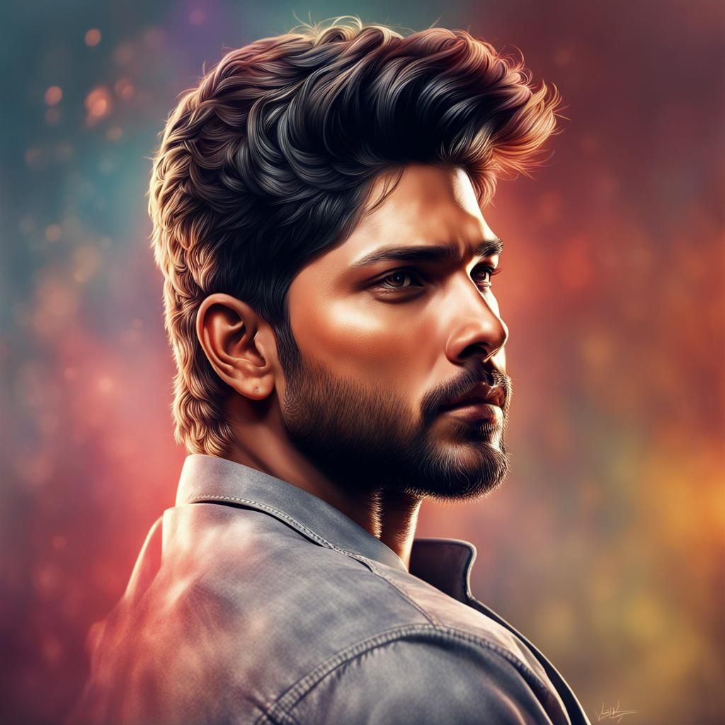 Hyperrealistic Portrait of Allu Arjun in Splash Art Style