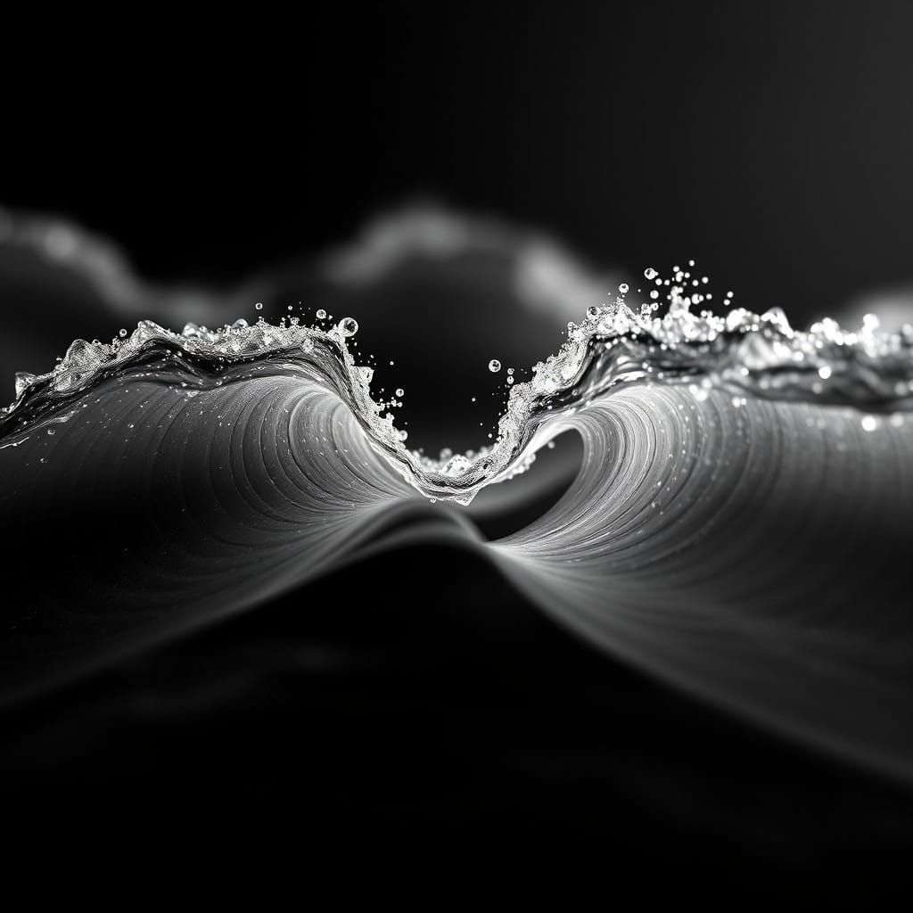 High-Contrast Black and White Sound Wave Photography