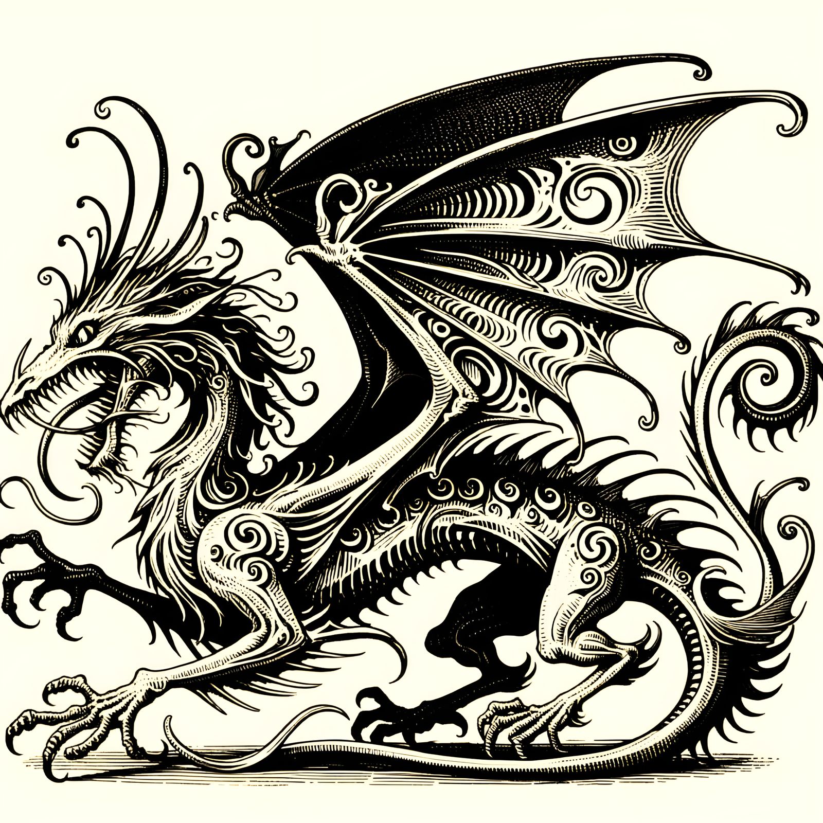 Whimsical Jabberwocky Beast with Dragon-like Physique
