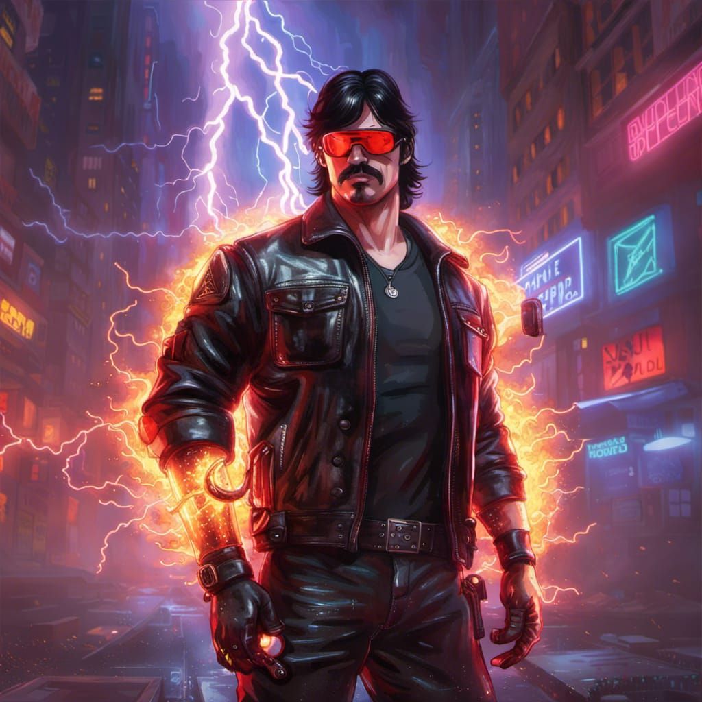 Dr. Disrespect 1993, 1994, block buster video game champion, "Futuristic metropolis hyperdetailed mist Thomas Kinkade tr...
