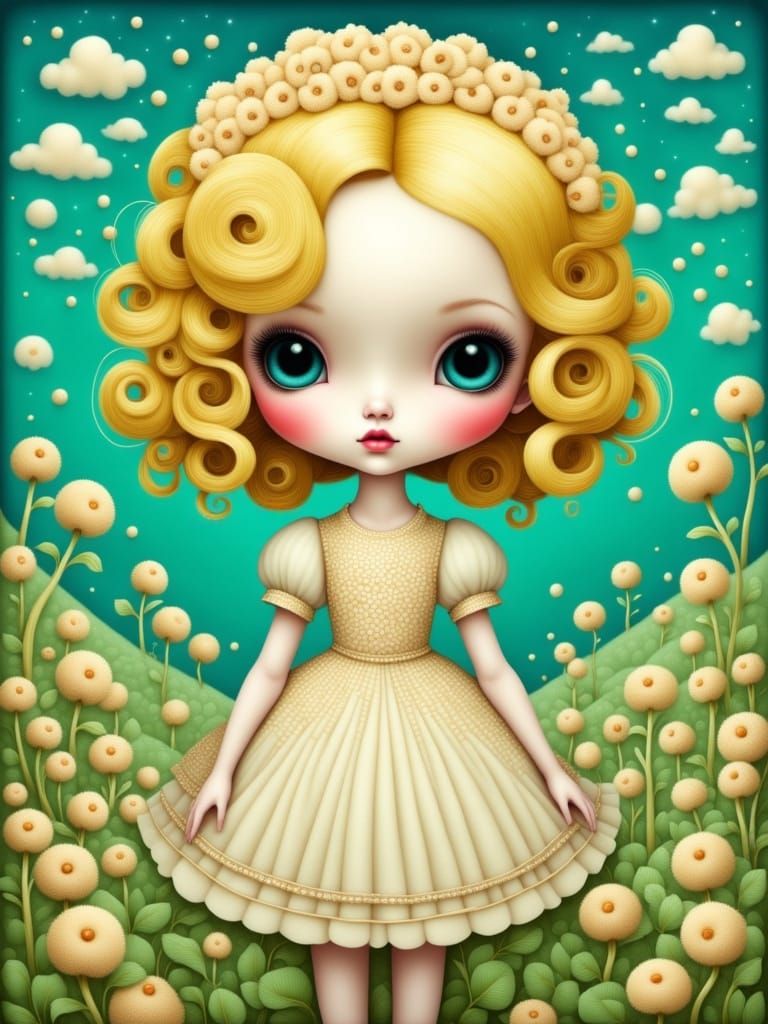 Pop Surrealism: Woman with Popcorn Hair