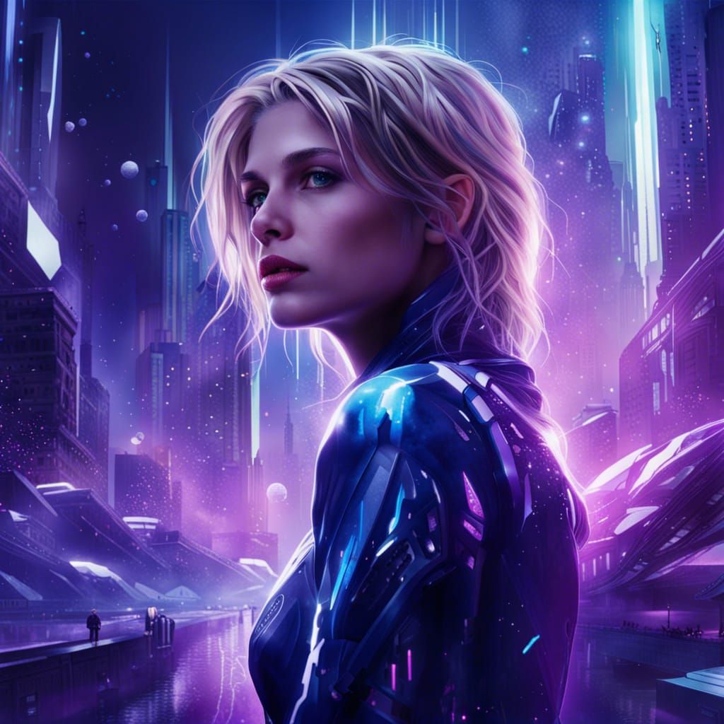 Futuristic City in Sparkling Splash Art