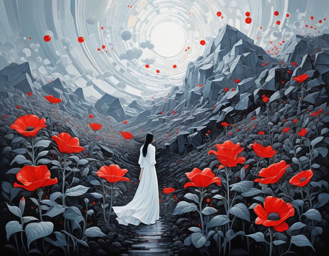 Ethereal Coal Art with Floral and Luminous Elements