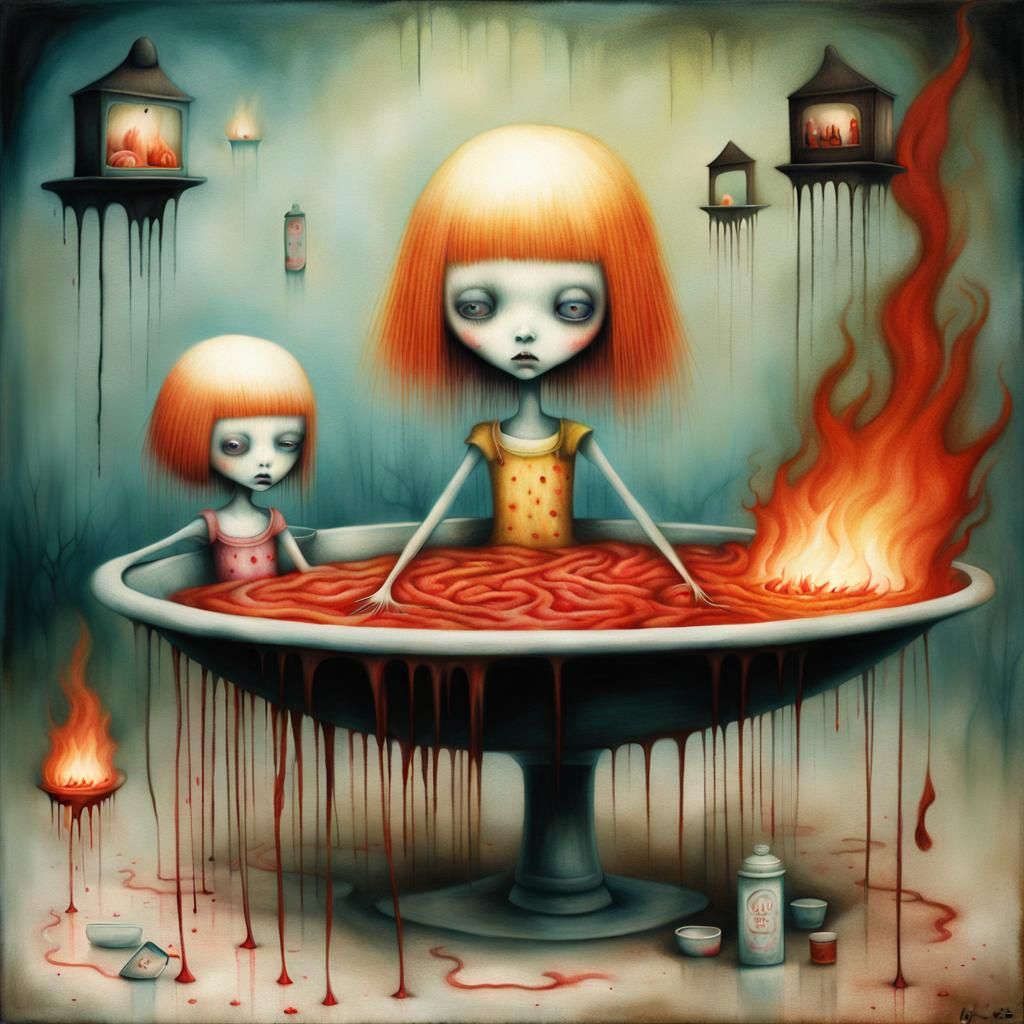 Distorted Body Horror: Girls Ablaze in Surreal Salon