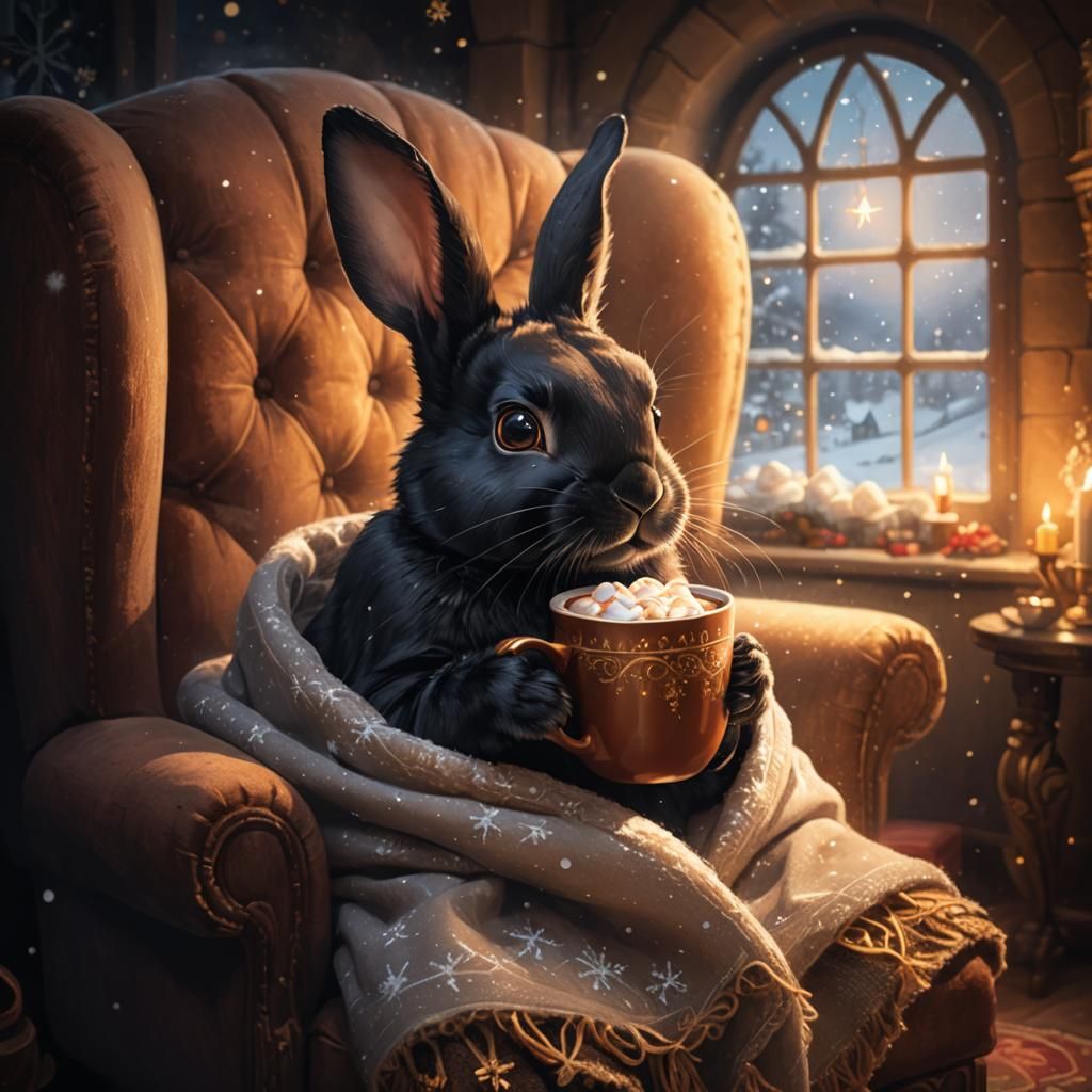 Enchanting Rabbit with Hot Chocolate in Castle Room