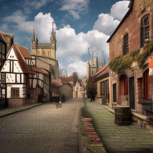 Detailed Medieval City in Branchpunk Style