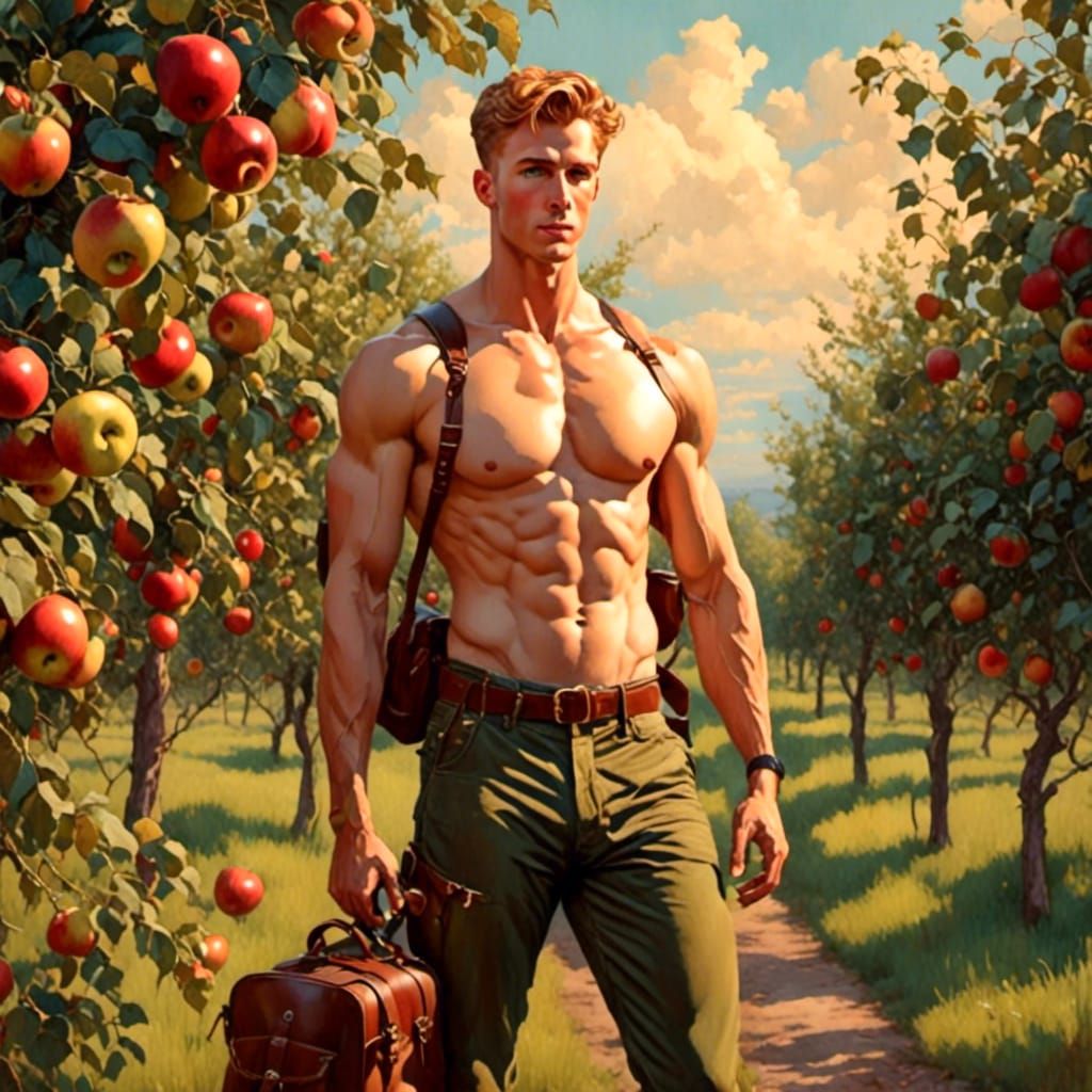 Soldier's Serene Homecoming in Apple Orchard