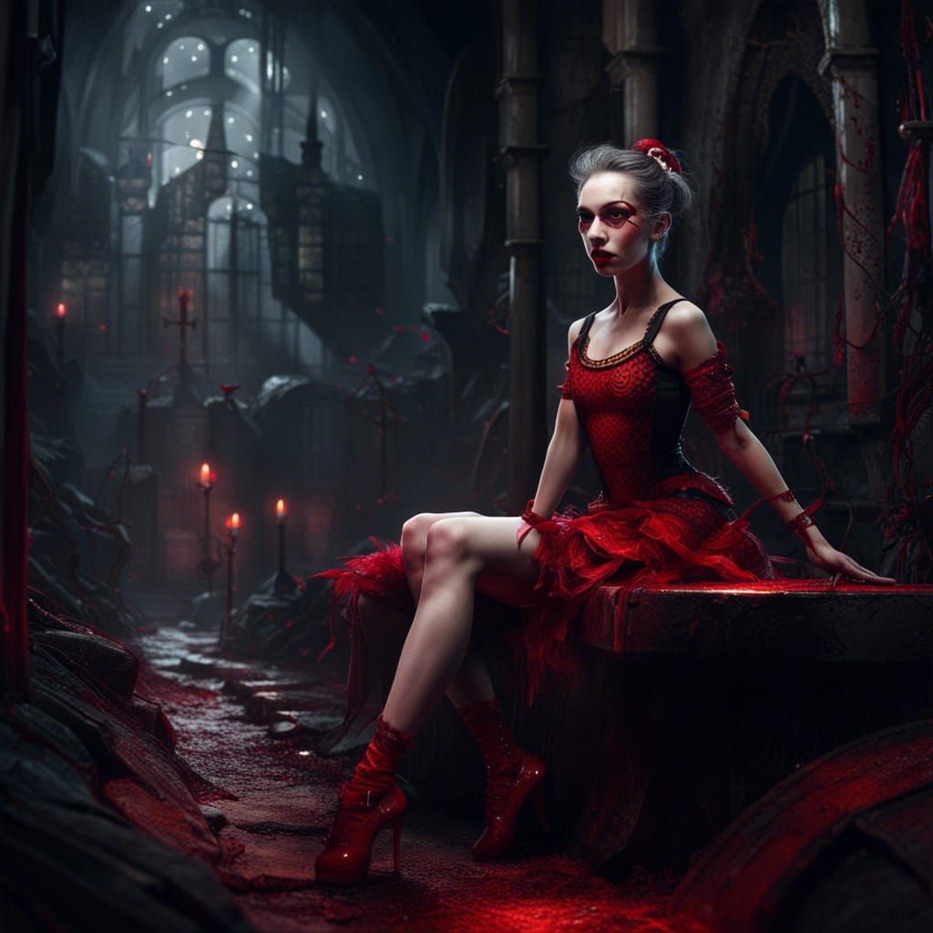 Ballerina in Dungeon: Detailed Digital Art