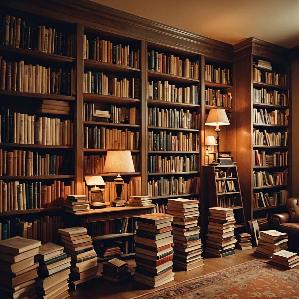 Cozy Cluttered Library Interior in 4K