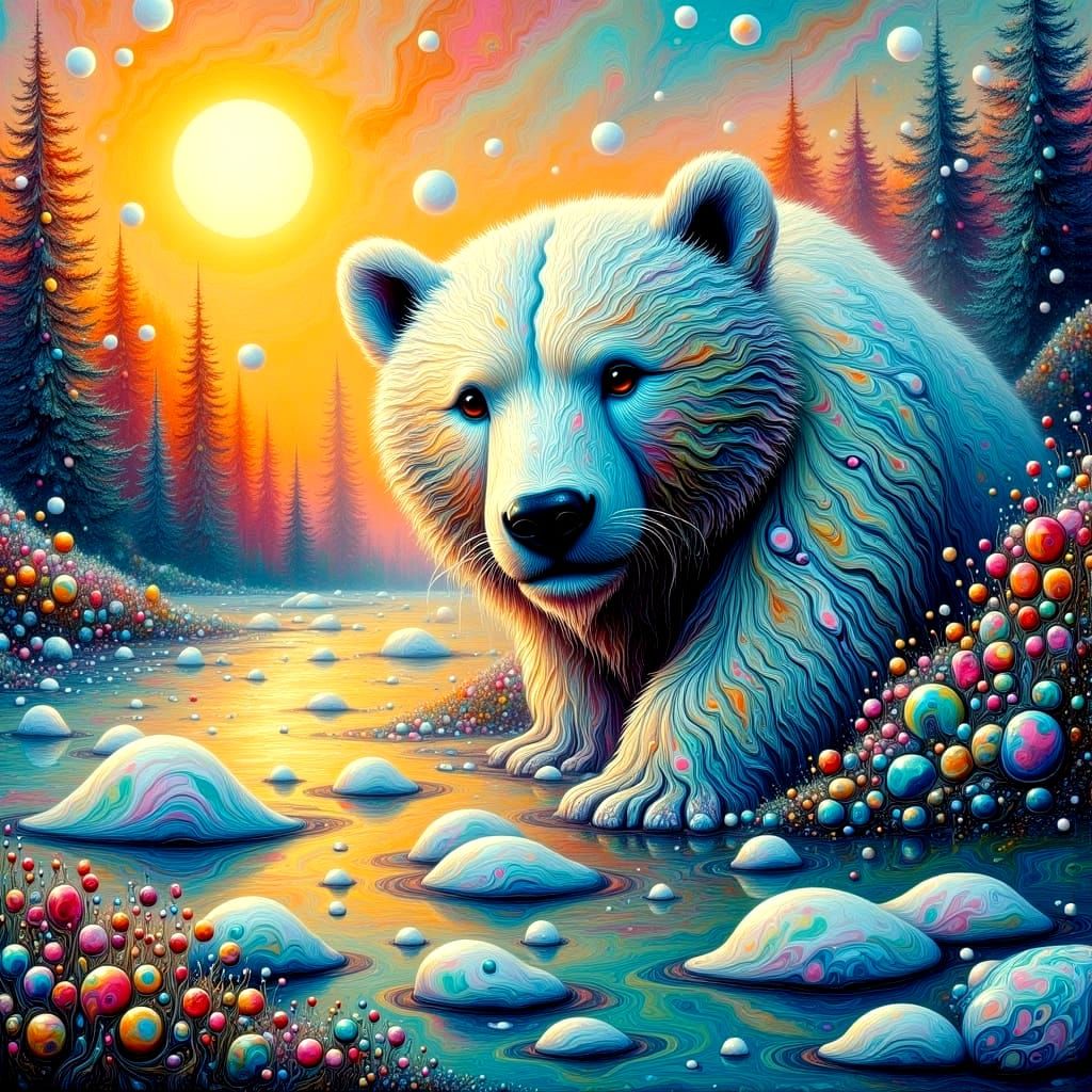Urbanpunk Masterpiece with Drenched Polar Bear Cub