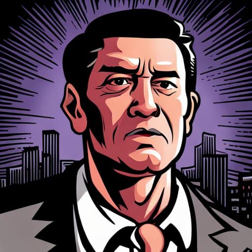 Armored Yakuza Salaryman in Comic Book Style