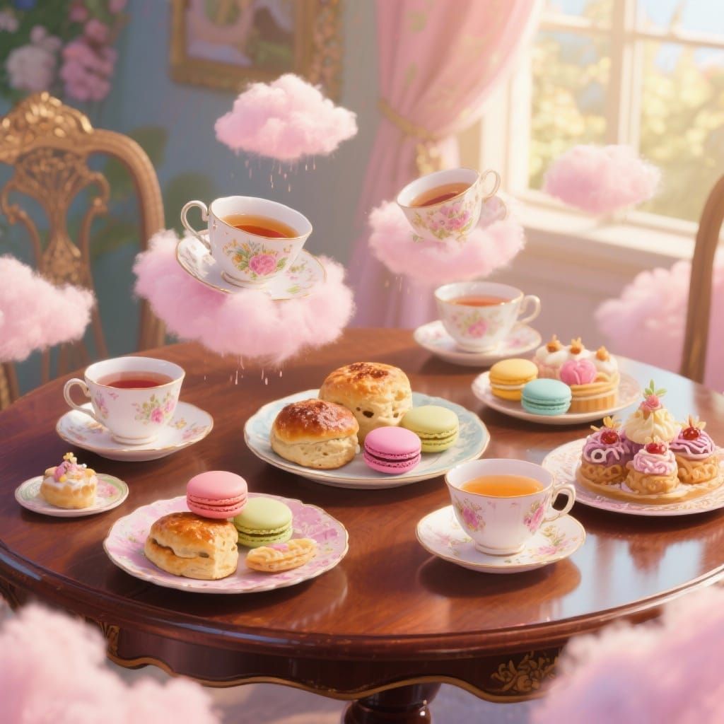 Whimsical Afternoon Tea on Pink Clouds