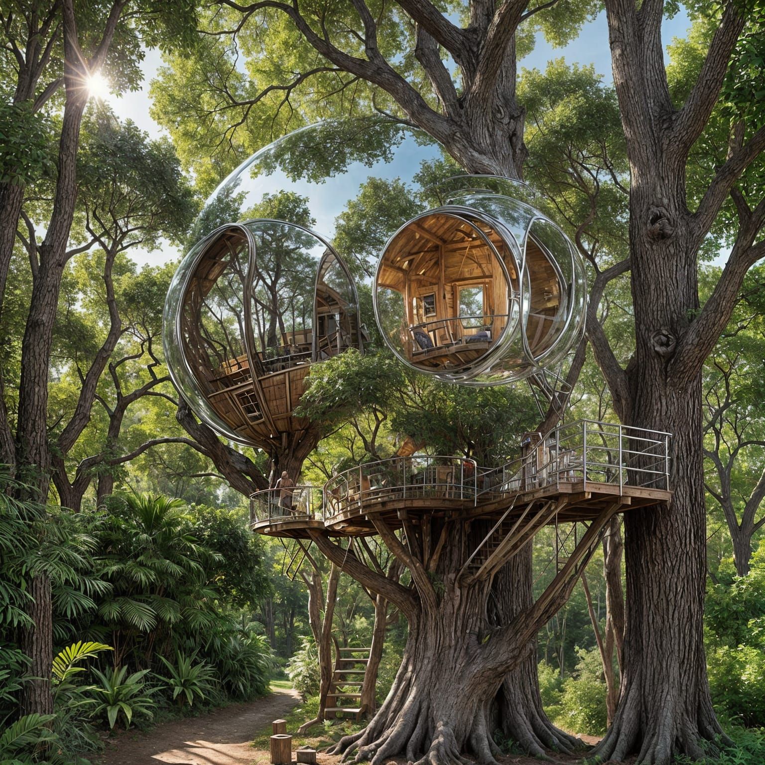 Spheres Emerge from a Treehouse in Stunning Realism