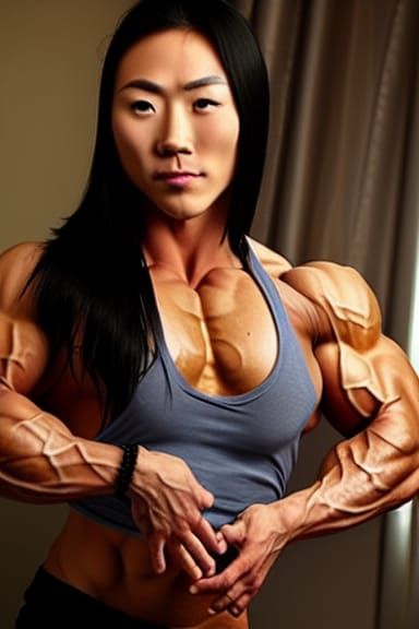 Muscular Chinese Female Bodybuilder