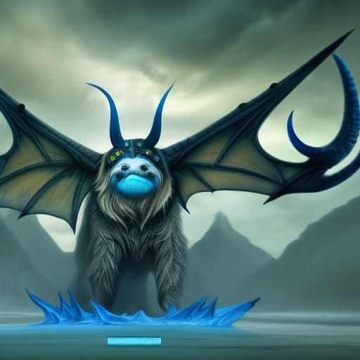 Blue Demon Sloth Beast Concept Art