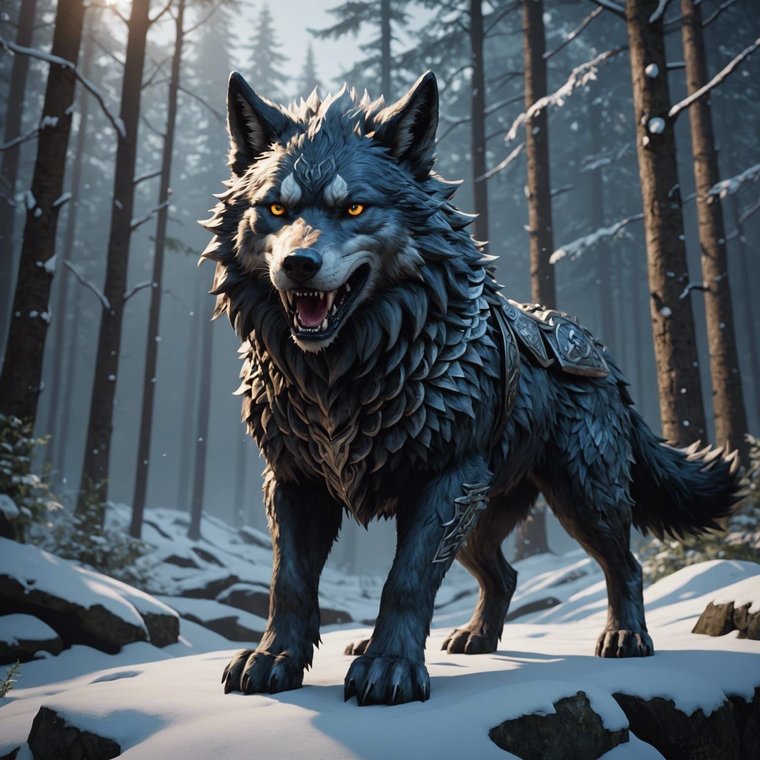 Fenrir: Mighty Wolf God in Anime Style