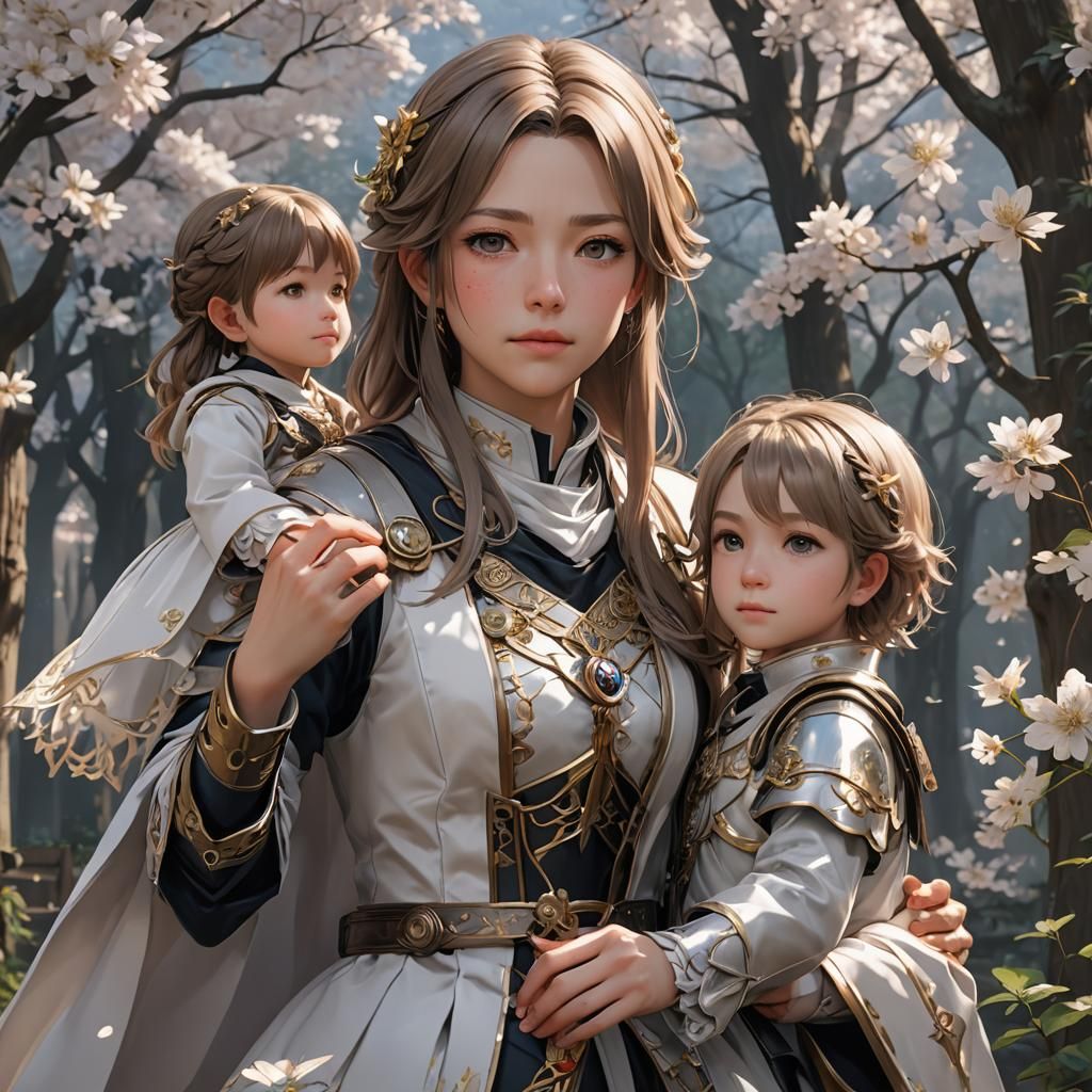 Mother and Daughter in 3D Anime Style