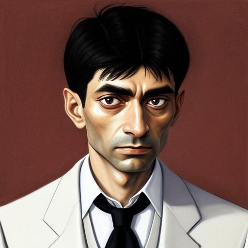 Franz Kafka Portrait in Peak Lapel Suit