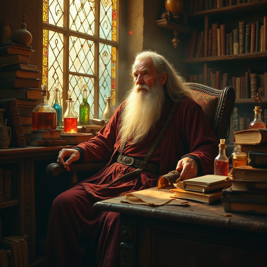 Wizard in Study, Baroque Style