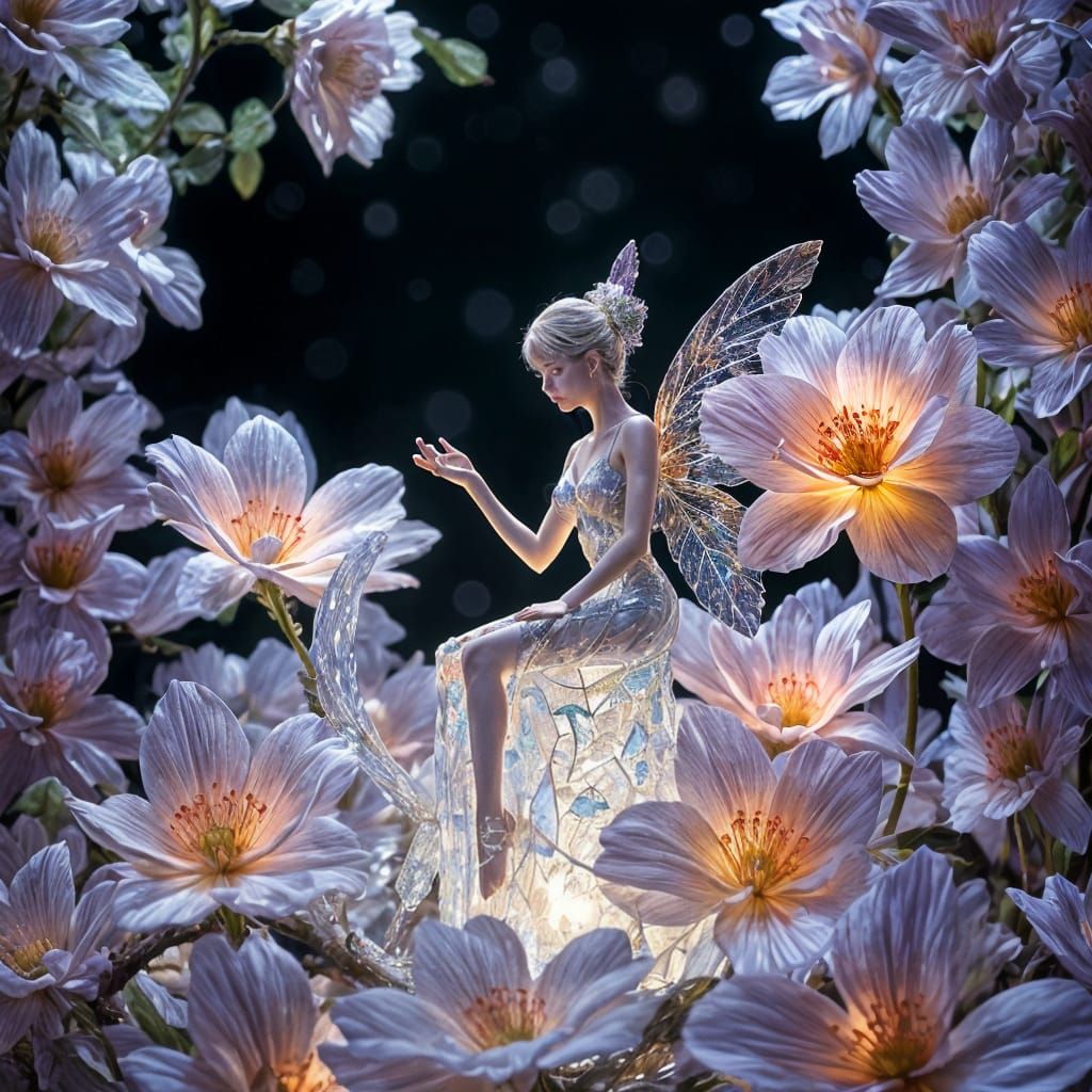 Crystal Dryad in Surreal Glass World