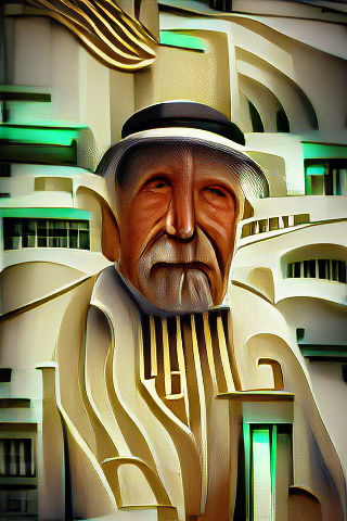 Elegant Art Deco Portrait of an Elderly Man