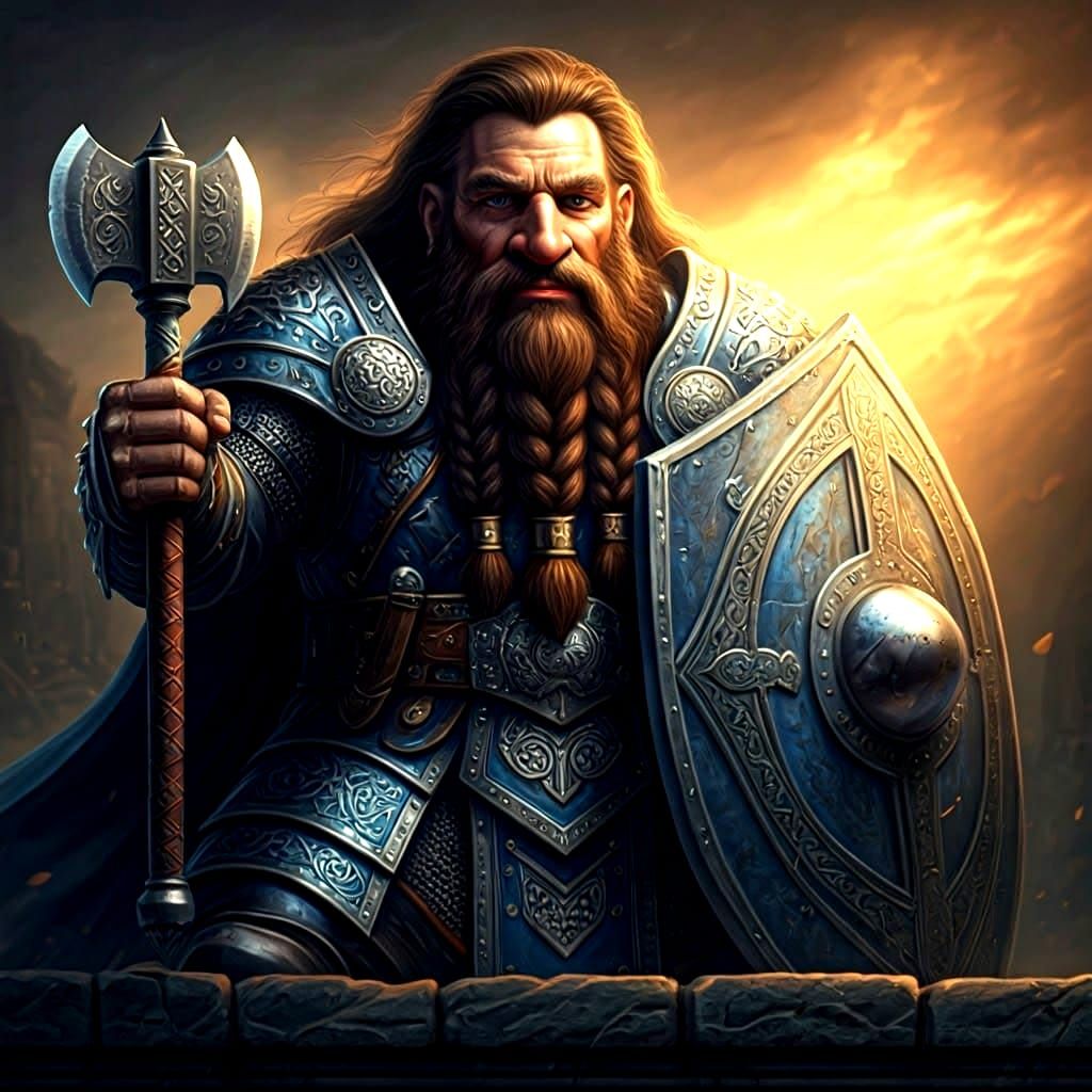 Dwarf Warrior Priest in Fantasy Art Style
