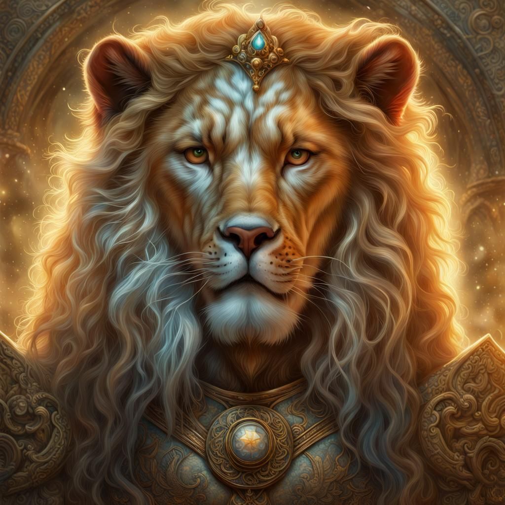 Magical Leo Portrait in Hyperdetailed Digital Art Style