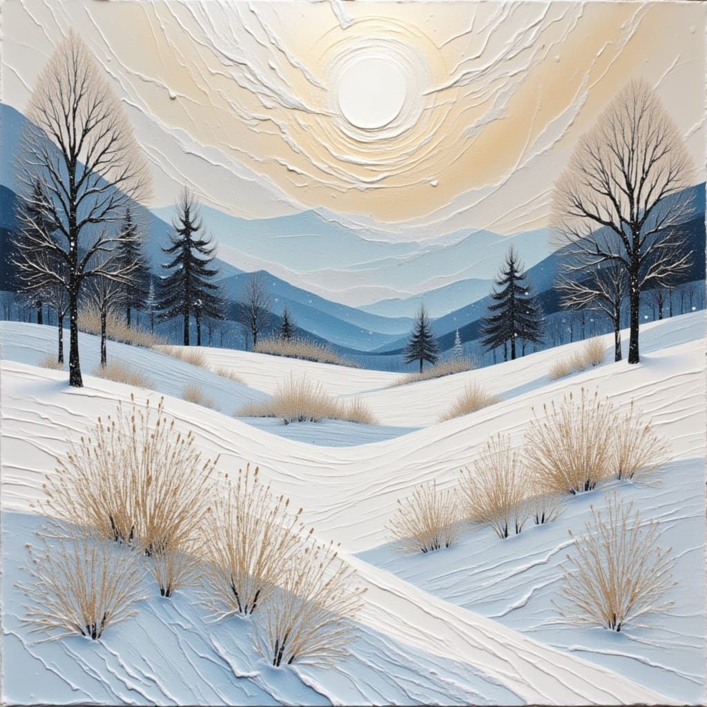 Winter Berries in Abstract Acrylic Style