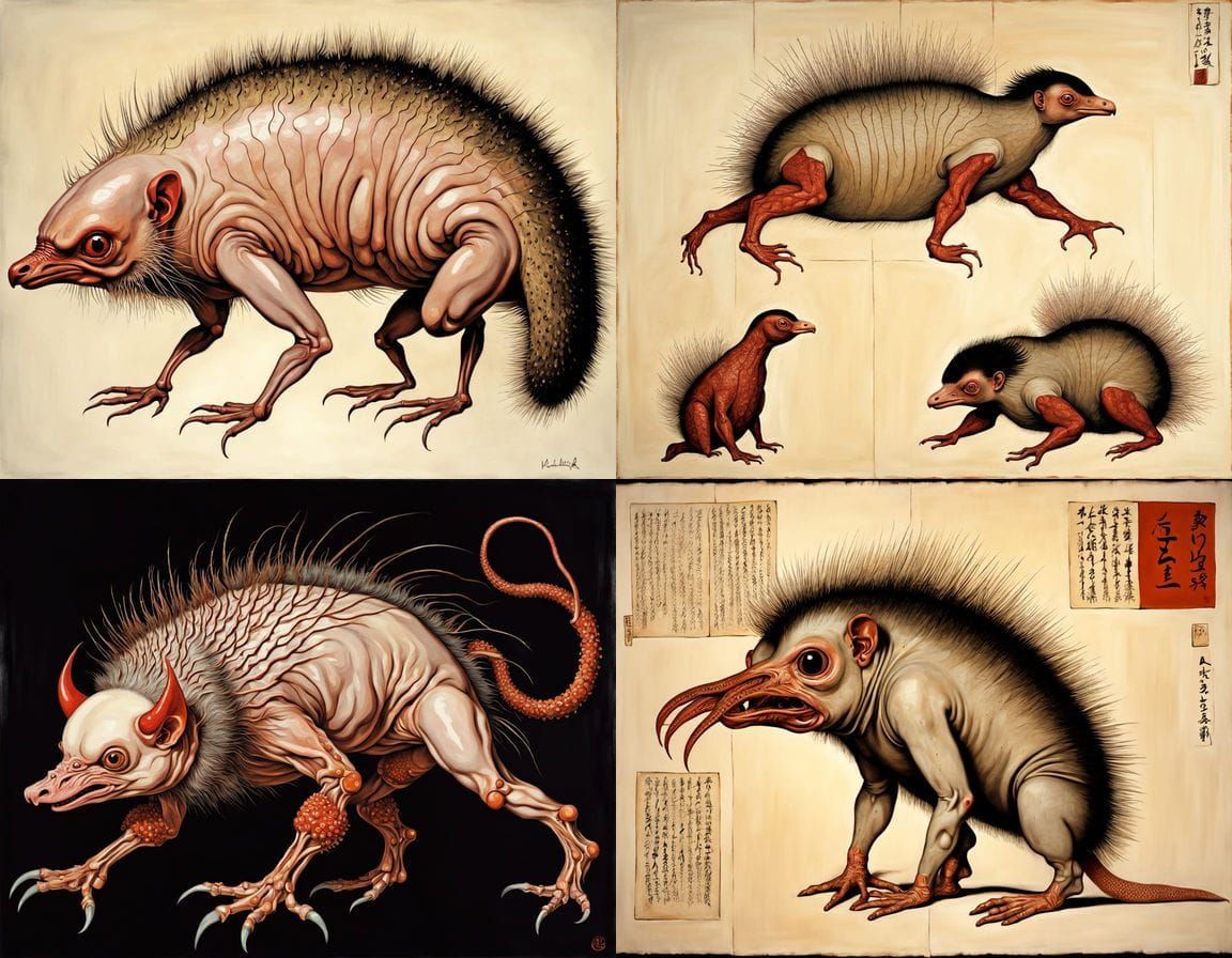 Surreal Creatures in Ukiyo-e Style