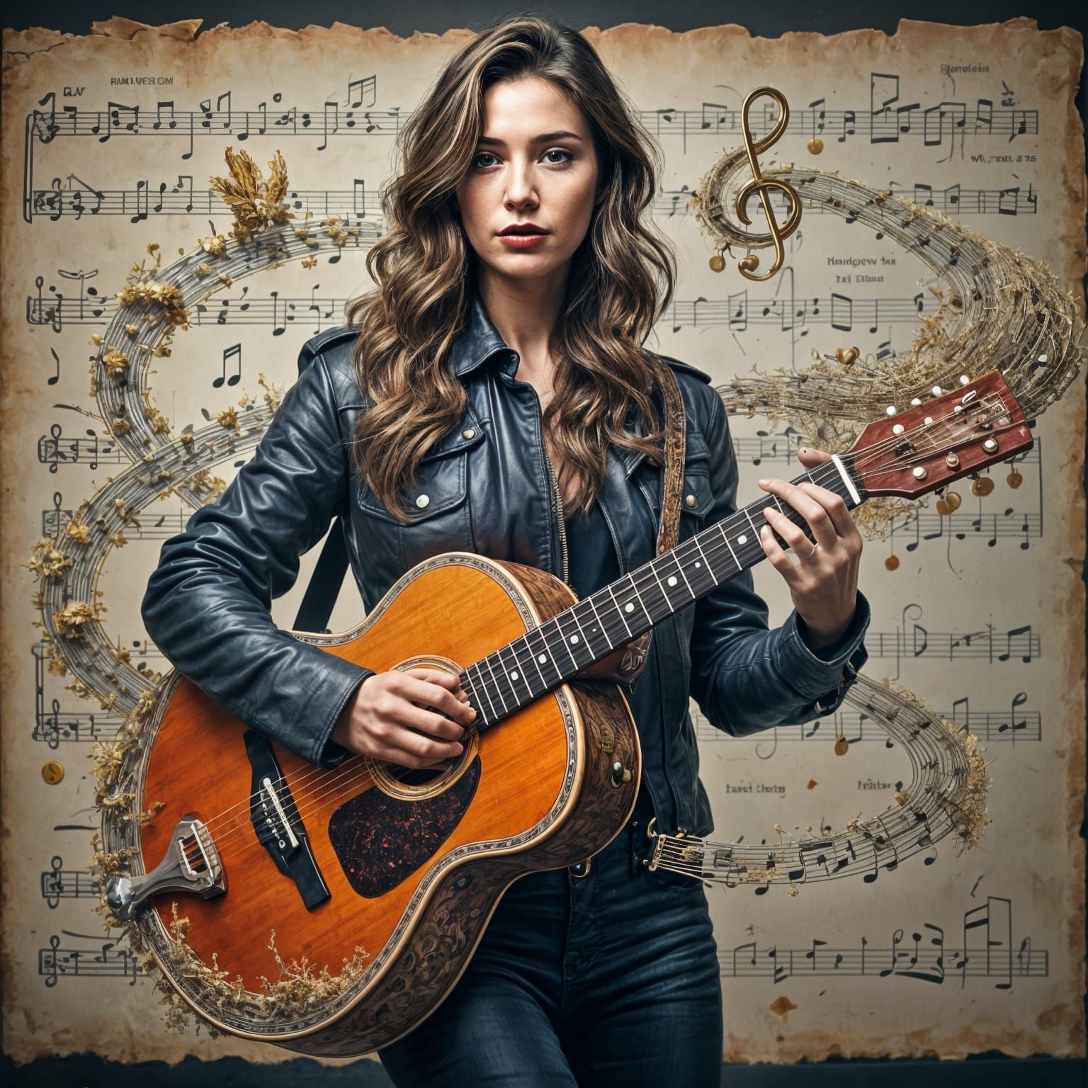 Vibrant Guitar Masterpiece in Cinematic Style