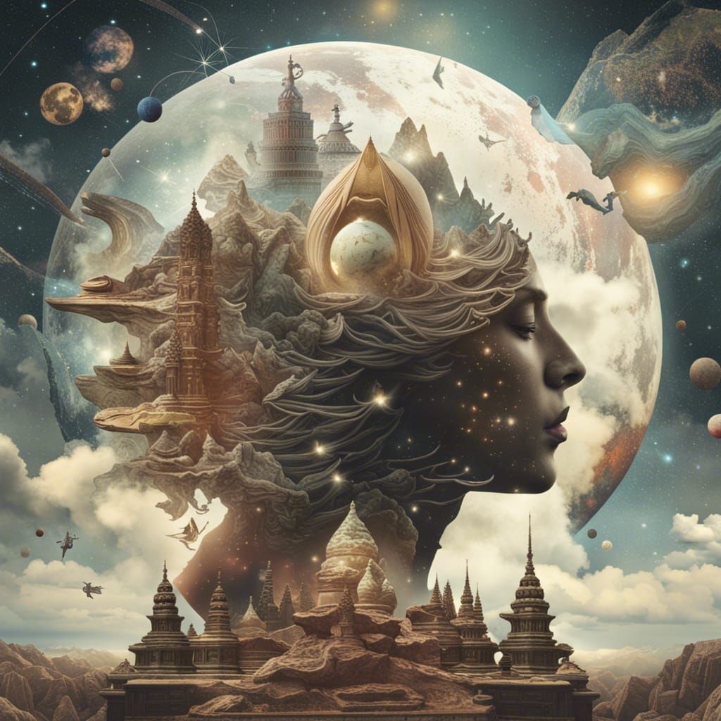Celestial Shiva Double Exposure Collage in Studio Render