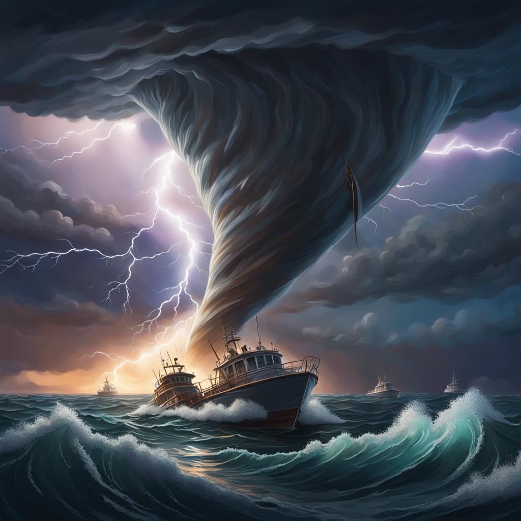 Dramatic Ocean Tornado at Night as Splash Art