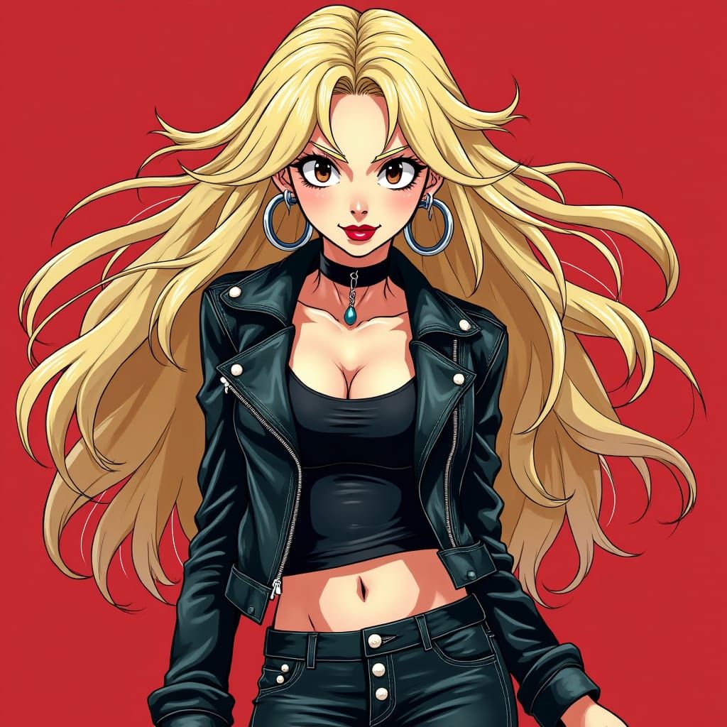 Confident Woman in Anime Manga Style