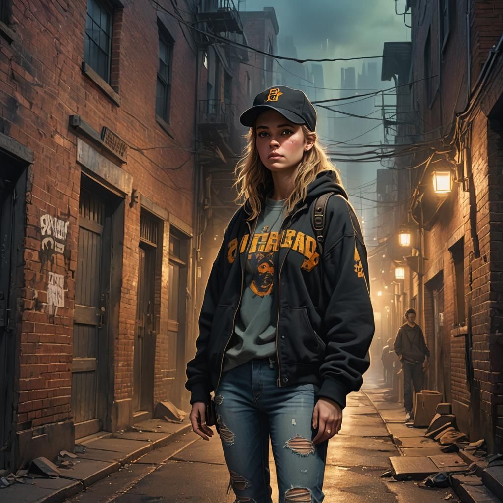 Teenager in Boston's Combat Zone: Fantasy Matte Painting