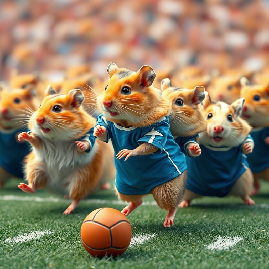 Hamsters in Action: A Futuristic Football Frenzy