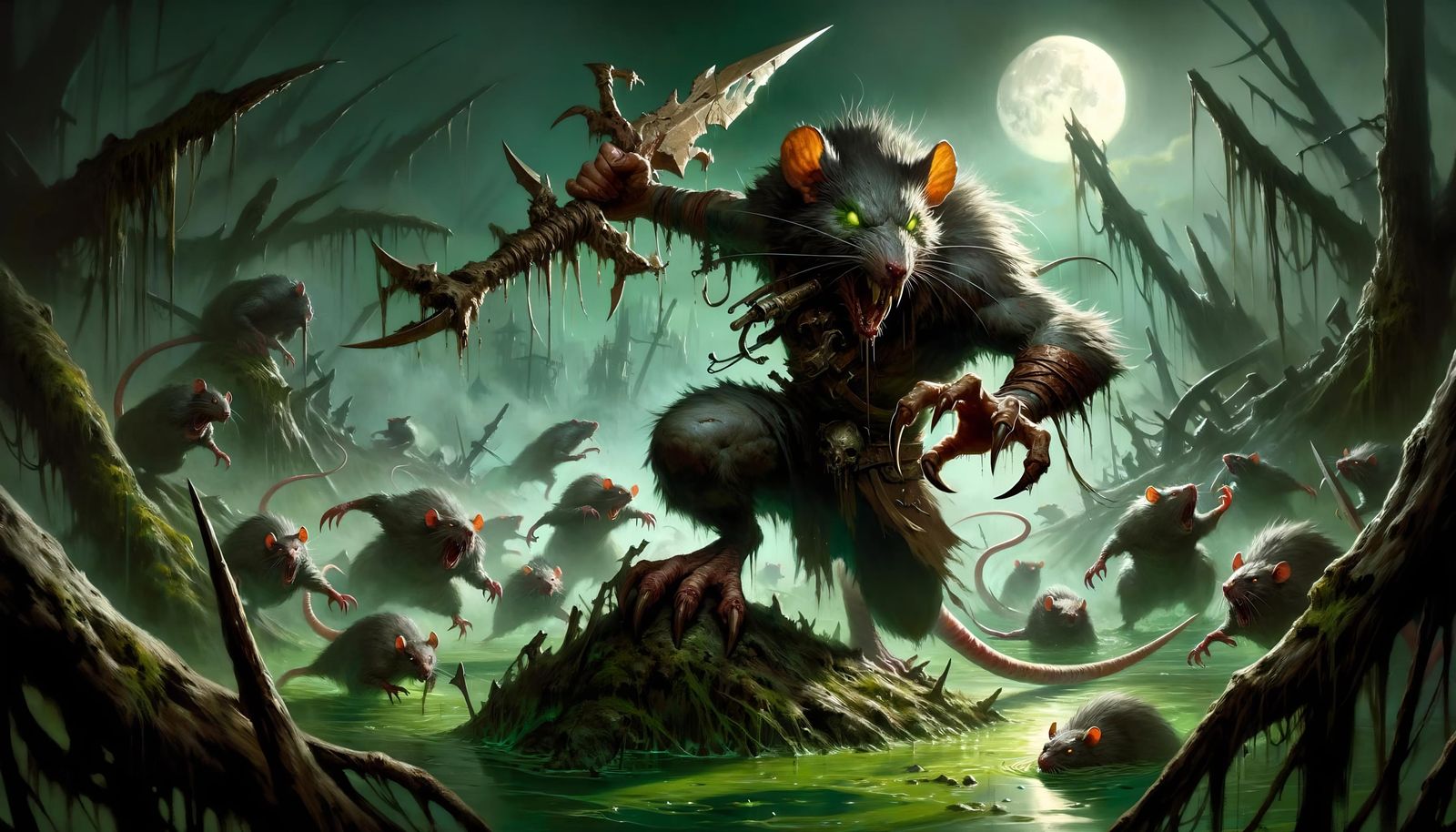 Fierce Rat Berserker Leading Swamp Attack