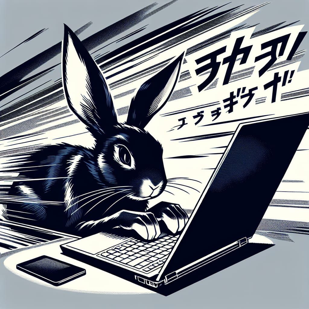 Black Rabbit Hacker in Traditional Manga Style