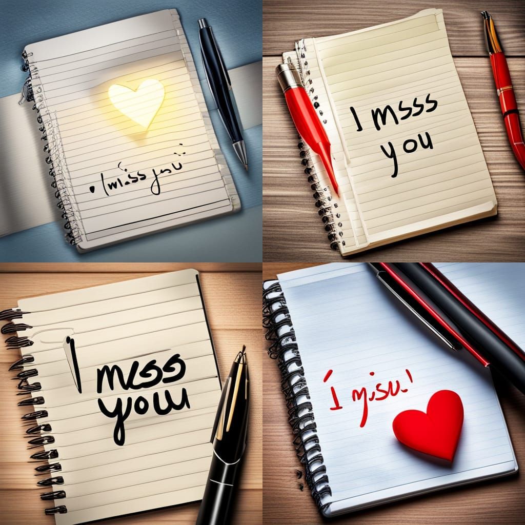 Handwritten 'I Miss You' Note with Heart Sketch