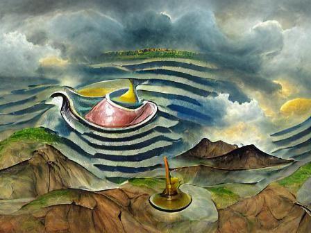 Ace of Cups Landscape in Bendre Style
