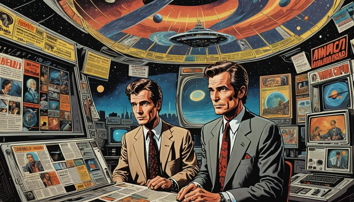 UFO Witness on TV Talk Show in Comic Book Style