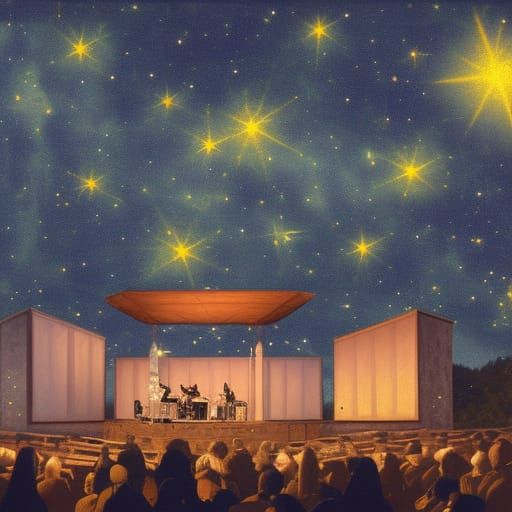 Brass Ensemble Plays Under Starry Sky