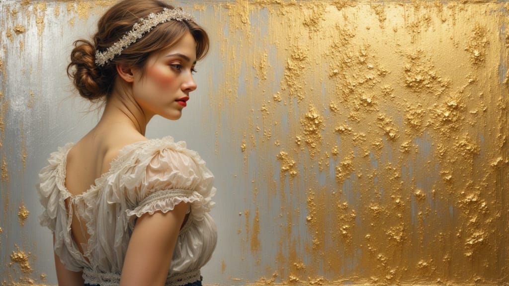 Gold and Silver Impressionist Oil Painting