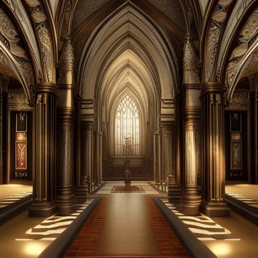 Intricate Gothic Interior Digital Matte Painting