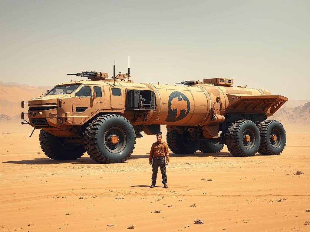 Wasteland Vehicle in Post-Apocalyptic Desert