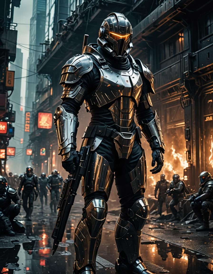 Sci-Fi Soldier in Heavy Armor: Digital Matte Painting