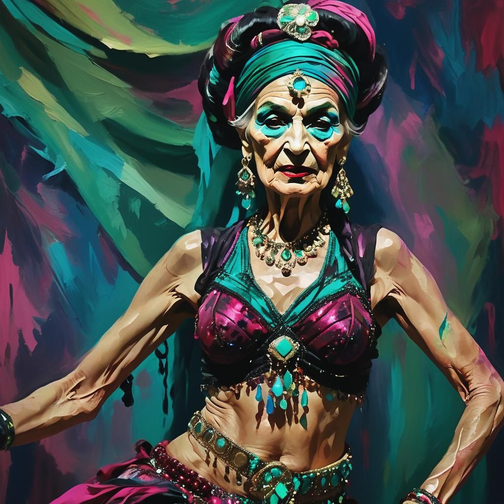 Expressionist Portrait of a Dancer with Vivid Colors