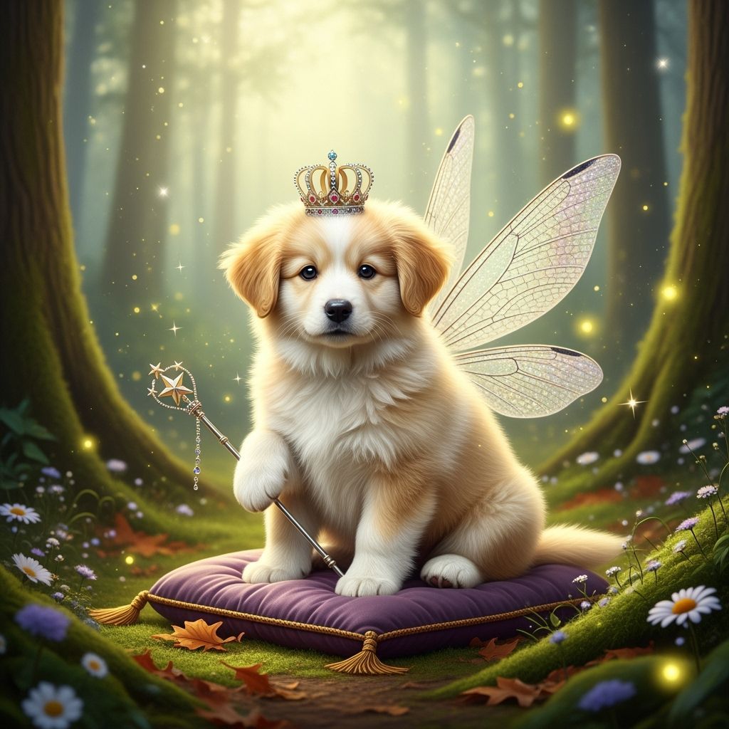 Fairy Puppy Prince in Magical Forest