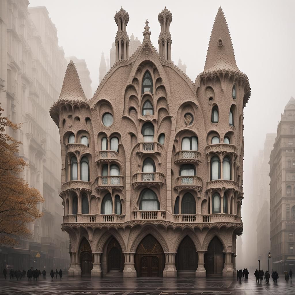 Gothic Revival Building with Intricate Stone Filigree