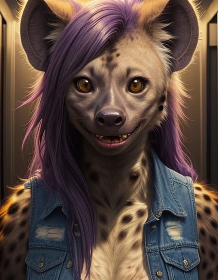 Passionate Furry She-Hyena in Filthy Bathroom Stall